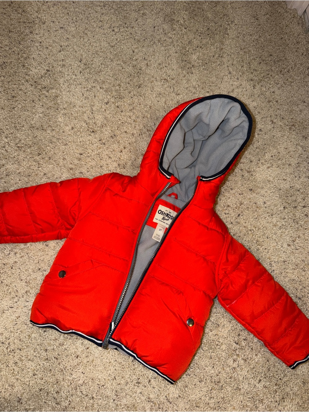 OshKosh B'gosh Red Puffer Hooded Kids Jacket 2T winter